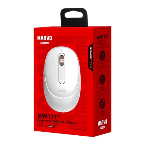 Mysz bezprzewodowa, Marvo WM111 SW, srebrna, optyczna, 1600DPI