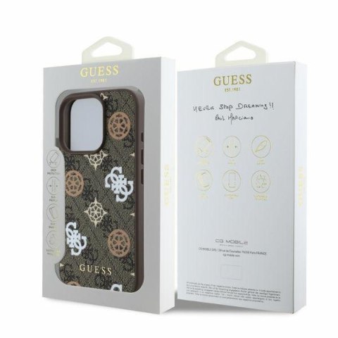 Guess GUHMP16LP4PWPW iPhone 16 Pro 6.3" brązowy/brown hardcase Peony On 4G Background MagSafe
