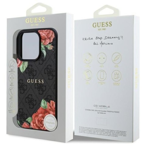 Guess GUHMP16LP4ROPEMCK iPhone 16 Pro 6.3" czarny/black hardcase 4G Flowers Print MagSafe