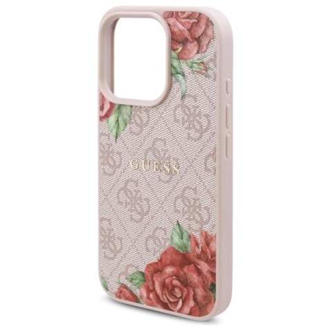 Guess GUHMP16LP4ROPEMCP iPhone 16 Pro 6.3" różowy/pink hardcase 4G Flowers Print MagSafe