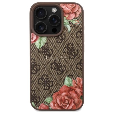 Guess GUHMP16LP4ROPEMCW iPhone 16 Pro 6.3" brązowy/brown hardcase 4G Flowers Print MagSafe