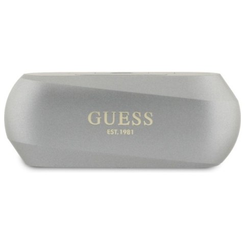 Guess słuchawki Bluetooth GUTWSC2MCDSE TWS + stacja dokująca taupe Elongated Metalic Printed Logo