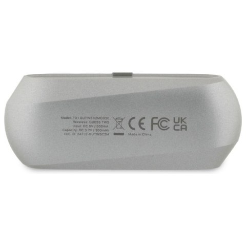 Guess słuchawki Bluetooth GUTWSC2MCDSE TWS + stacja dokująca taupe Elongated Metalic Printed Logo