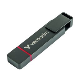 Verbatim USB flash disk, USB C a USB 3.2 Gen 1, 1000GB, Dual QuickStick, szary, 32043, USB C, z oczkiem na brelok