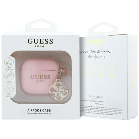 Guess GUA4LECG4P AirPods 4 cover różowy/pink Silicone 4G Charm