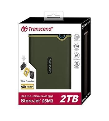 Transcend StoreJet 25M3G zewnętrzny dysk twarde 2 TB 2.5" Micro-USB B 3.2 Gen 1 (3.1 Gen 1) Zielony