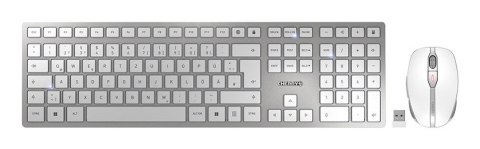 CHERRY DW 9100 SLIM klawiatura Dołączona myszka Uniwersalne RF Wireless + Bluetooth QWERTZ Niemiecki Srebrny