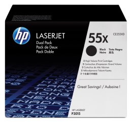 HP 55X zestaw 2 oryginalnych wkładów z czarnym tonerem LaserJet XL