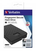 Verbatim Fingerprint Secure zewnętrzny dysk twarde 2 TB USB Type-C 3.2 Gen 1 (3.1 Gen 1) Czarny