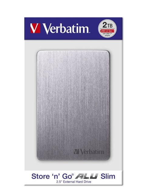 Verbatim Store 'n' Go ALU Slim zewnętrzny dysk twarde 1 TB 2.5" USB Type-C 3.2 Gen 1 (3.1 Gen 1) Szary