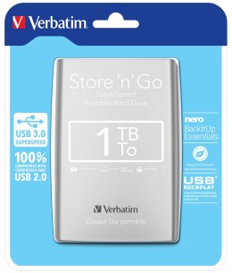 Verbatim Store 'n' Go zewnętrzny dysk twarde 1000 GB Srebrny