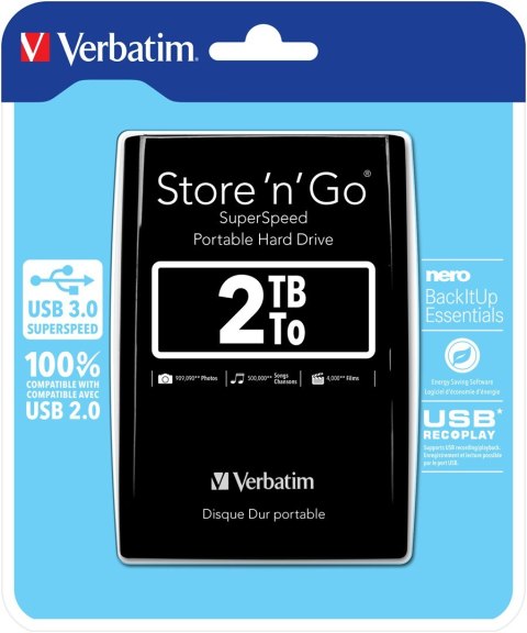 Verbatim Store 'n' Go zewnętrzny dysk twarde 2048 GB Czarny