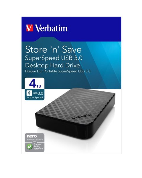 Verbatim Store 'n' Save zewnętrzny dysk twarde 4 TB Czarny