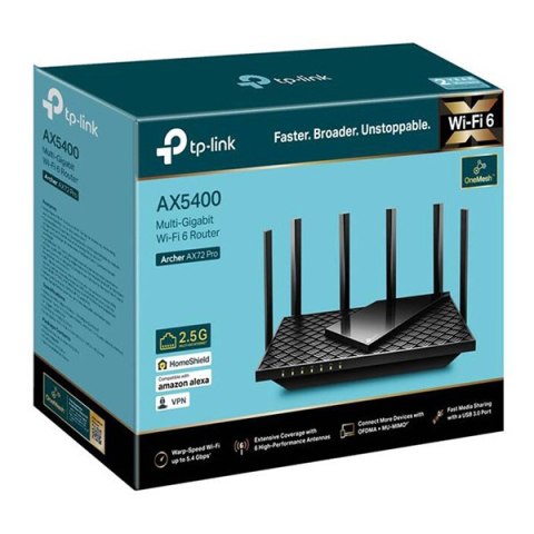 TP-LINK router Archer AX72 Pro 2.4GHz i 5GHz, access point, IPv6, 4800Mbps, zewnętrzna anténa, 802.11ax