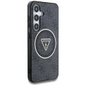 Etui Guess 4G Glitter Triangle Buttons MagSafe do Samsung Galaxy S25 czarny