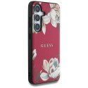 Etui Guess Grained Printed Flower Pattern MagSafe do Samsung Galaxy S25 fuksja