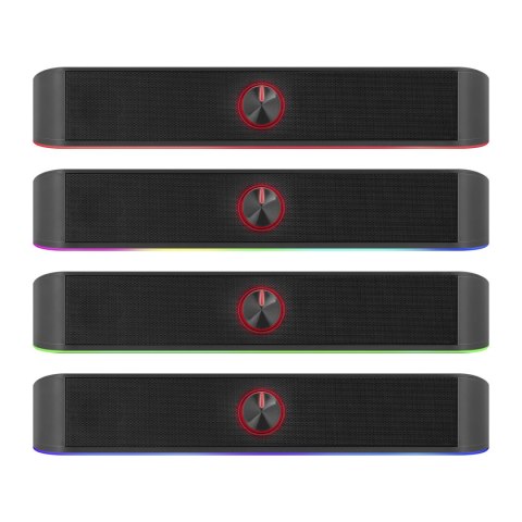 Defender Soundbar Z10, 2.0, 6W, czarny, regulacja głośności, Podświetlenie LED, USB/Bluetooth, 80Hz-20kHz