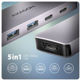 Axagon HMC-5H60 stacja dokująca Przewodowa USB 3.2 Gen 1 (3.1 Gen 1) Type-C Szary