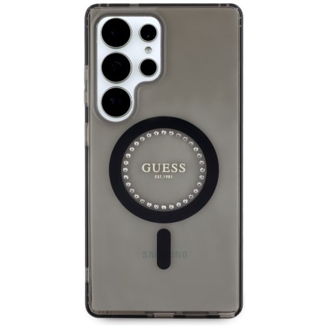 Etui Guess Rhinestones Printed Classic Logo MagSafe Samsung Galaxy S25 Ultra czarny