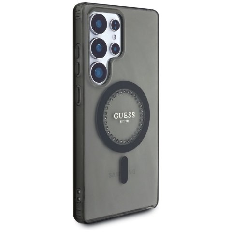 Etui Guess Rhinestones Printed Classic Logo MagSafe Samsung Galaxy S25 Ultra czarny