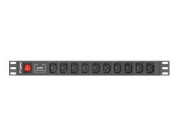 Listwa zasilająca Rack PDU 19 cali 1U 10A 10X IEC C13 2m C14 czarna