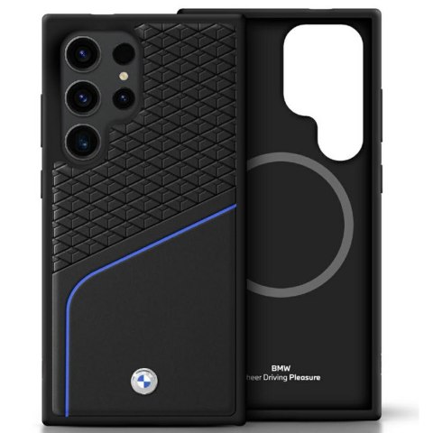 Etui BMW Leather Textured and Smooth MagSafe do Samsung Galaxy S25 Ultra czarny