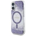 Etui Guess HC Resin Bottom Glitter do iPhone 16 MagSafe fioletowy