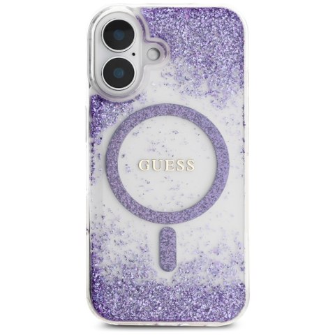Etui Guess HC Resin Bottom Glitter do iPhone 16 MagSafe fioletowy