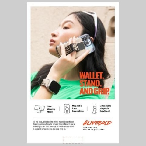 Portfel Skinarma Mirage Spunk Wallet Magnetic Grip Stand pomarańczowy