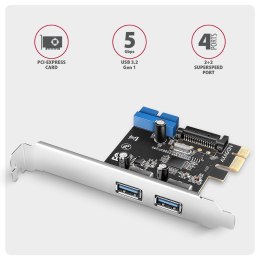 Kontroler PCIe 2+2x Axagon PCEU-232RS USB 3.2 Gen 1 SP & LP