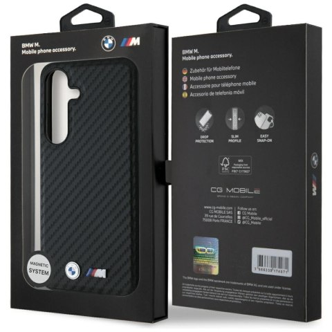 Etui BMW Leather Carbon MagSafe do Samsung Galaxy S25+ czarny
