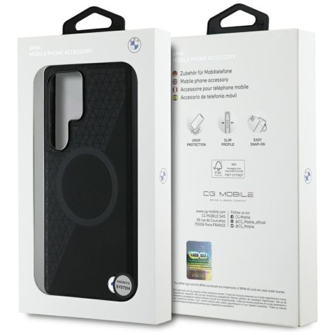 Etui BMW Leather Half Textured MagSafe do Samsung Galaxy S25 Ultra czarny