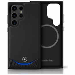 Etui Mercedes Leather Contrasted Blue Horizontal Curve MagSafe do Samsung Galaxy S25 Ultra czarny