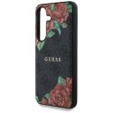 Etui Guess Leather 4G Flowers Print Metal Classic Logo MagSafe Samsung Galaxy S25 czarny