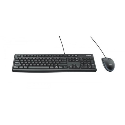 Logitech MK120, zestaw klawiatura z przewodową myszą optyczną, US, klasyczna, przewodowa (USB), czarna