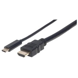 Manhattan 152235 adapter kablowy 1 m USB Type-C HDMI Typu A (Standard) Czarny