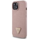 Guess GUHCP15SPCRTHCP iPhone 15 6.1" różowy/pink hardcase Croco Triangle Metal Logo