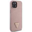 Guess GUHCP15SPCRTHCP iPhone 15 6.1" różowy/pink hardcase Croco Triangle Metal Logo