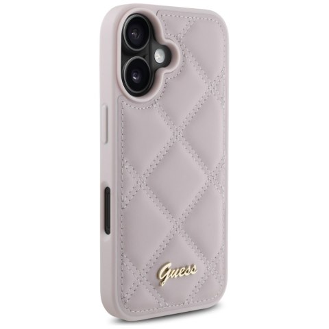 Guess GUHCP16SPSQSQSP iPhone 16 6.1" różówy/pink hardcase Quiled Metal Logo