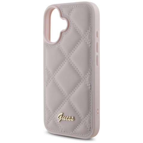 Guess GUHCP16SPSQSQSP iPhone 16 6.1" różówy/pink hardcase Quiled Metal Logo