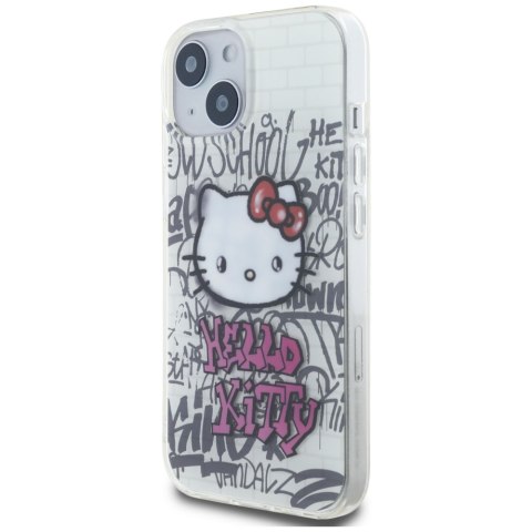 Hello Kitty HKHCP15SHDGPHT iPhone 15 6.1" biały/white hardcase IML Kitty On Bricks Graffiti