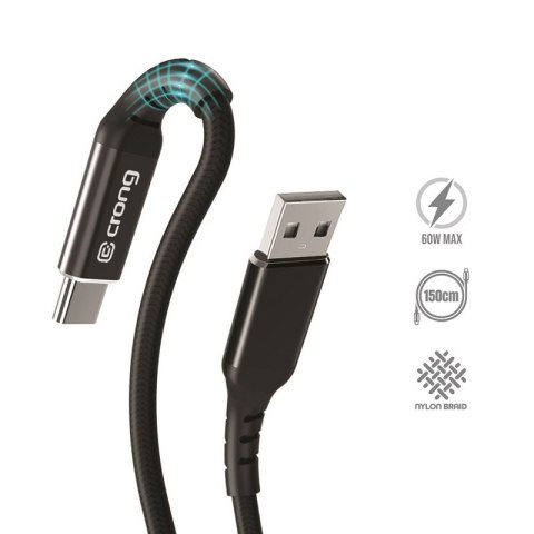 Kabel 60W z USB-C na USB-A w oplocie 150cm (czarny)