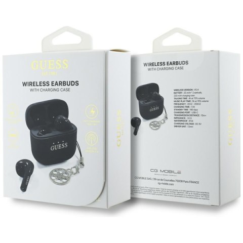 Słuchawki TWS Guess Glossy Effect Printed Classic Logo & Charm czarny