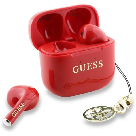 Słuchawki TWS Guess Glossy Effect Printed Classic Logo & Charm czerwony