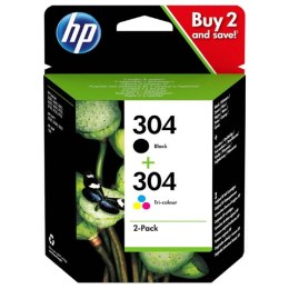 HP oryginalny zestaw tuszy 3JB05AE, HP 304, czarny + kolor, 100color-120Bks, HP Deskjet 3720, 3721, 3722, 3723, 3724, 3725, 3755