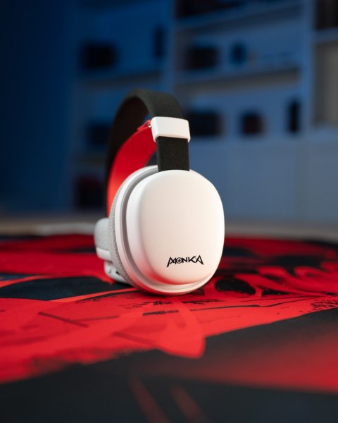 Marvo MONKA HG9069W, słuchawki z mikrofonem, biała, podświetlona, Tri-mode
