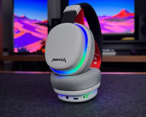 Marvo MONKA HG9069W, słuchawki z mikrofonem, biała, podświetlona, Tri-mode