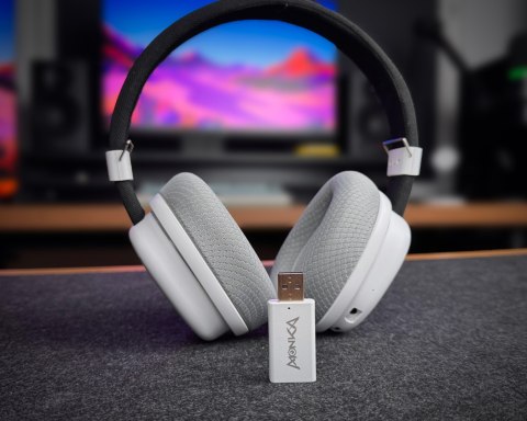 Marvo MONKA HG9069W, słuchawki z mikrofonem, biała, podświetlona, Tri-mode