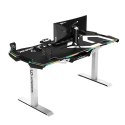 ULTRADESK Biurko dla gracza FORCE SNOW - białe, 166x70 cm, 76.5 cm, z podkładką pod mysz XXL, uchwyt na napoje i słuchawki