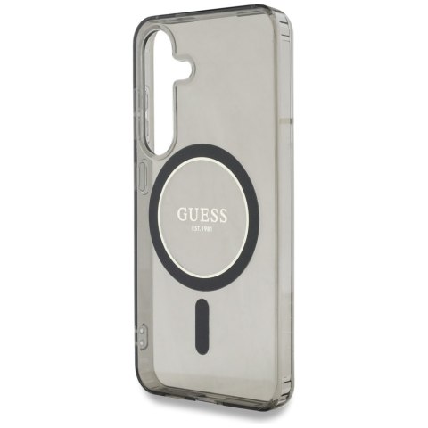 Etui Guess Glitter Circle Classic Logo MagSafe do Samsung Galaxy S25 czarny